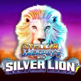 Jackpots logo of Stellar Jackpots with Silver Lion from Lightning Box Game at SlotsGem Casino
